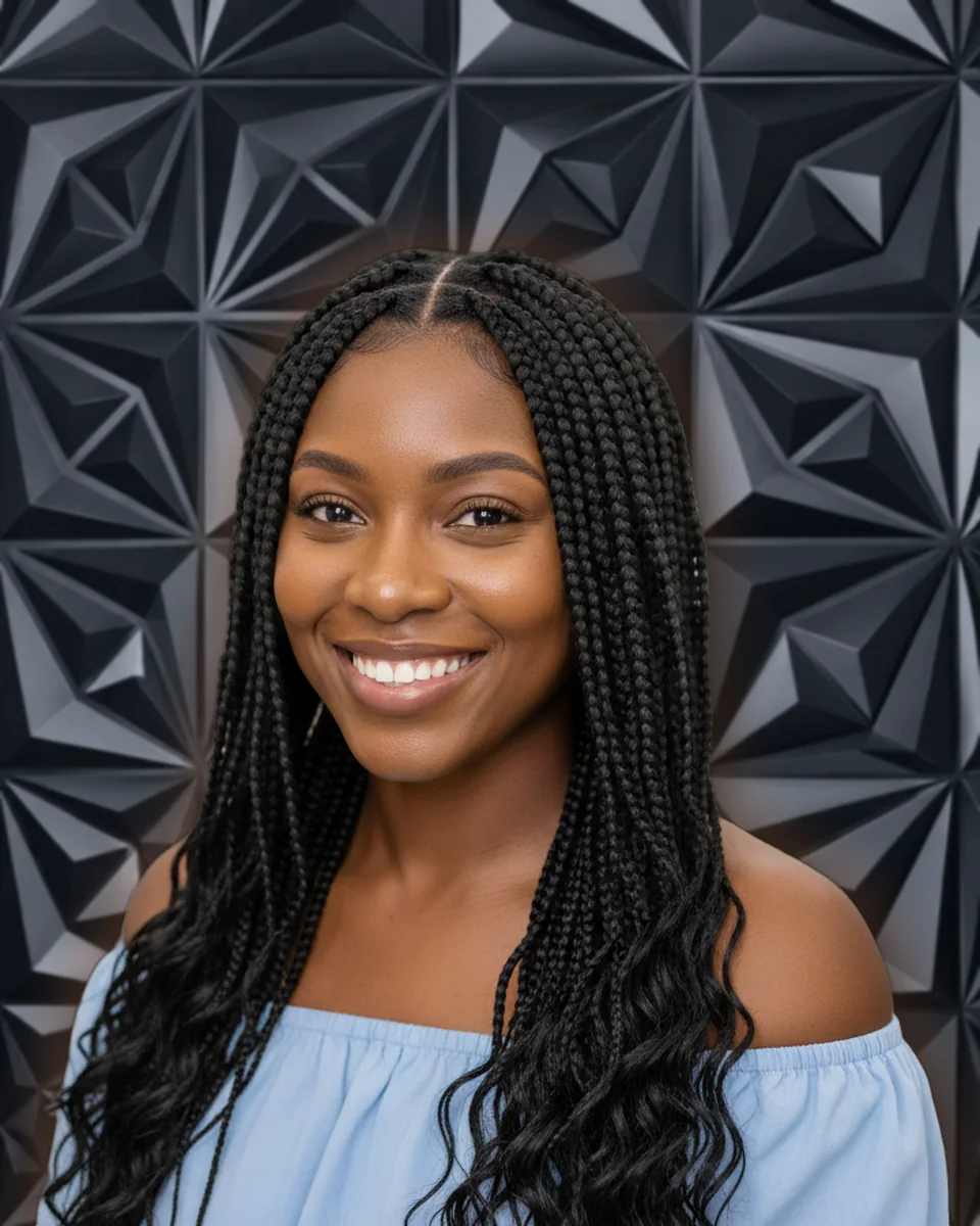 Long knotless braids with curly ends